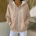 thumbnail image 3 of Full Zip up Hoodie for Women Oversized Long Sleeve Sweatshirts Fall Outfits Casual Fashion Jackets with Pocket New Fall Jackets for Women Plus Size Beige L, 3 of 9