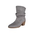 thumbnail image 3 of Willtoo Women's Faux Suede Ankle Boots, Slouchy Ruched Chunky Heel Booties, Round Toe Comfortable Pull-On Casual Shoes, 3 of 6