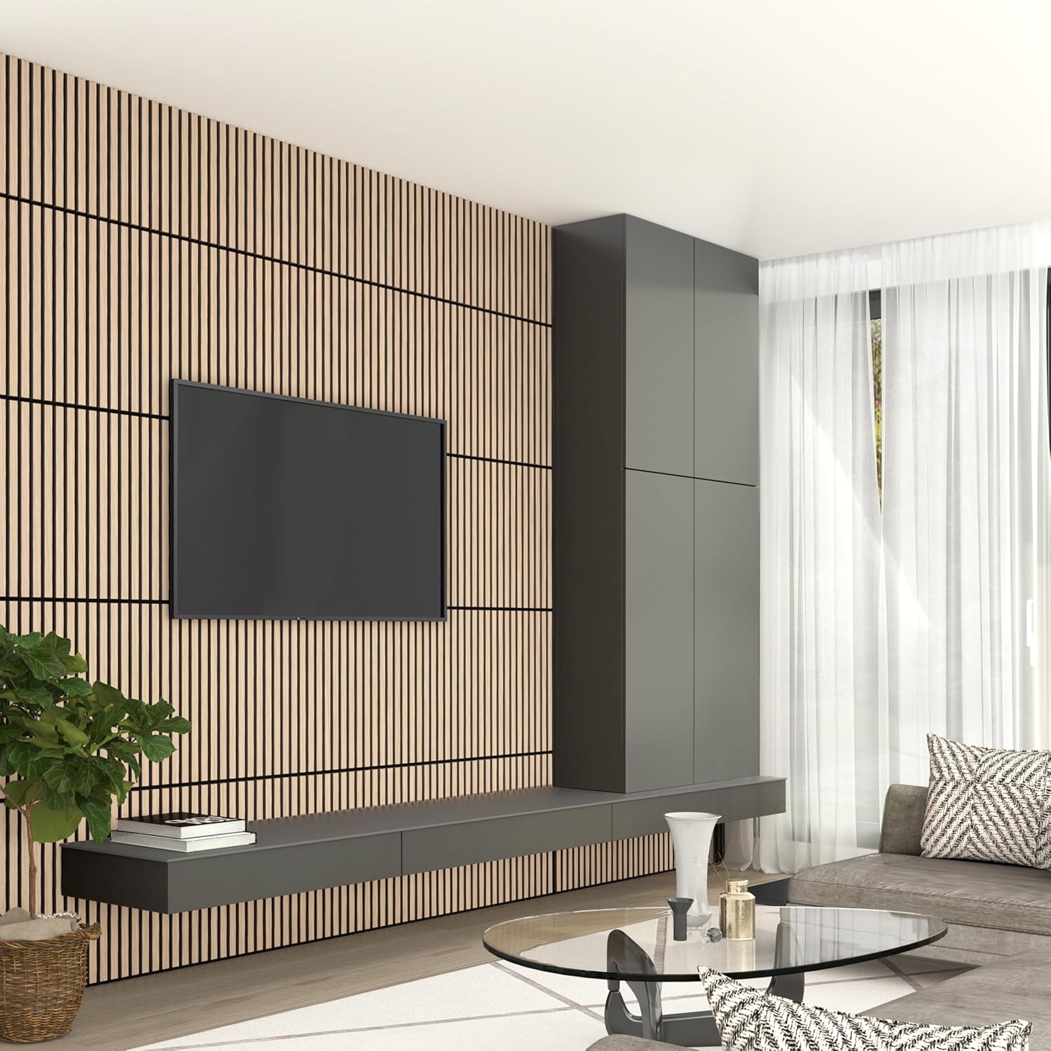 Artika Sonolok Sound-Absorbing Panel Kit, Oak and Black, 15.5 Sq Ft (4 Panels)