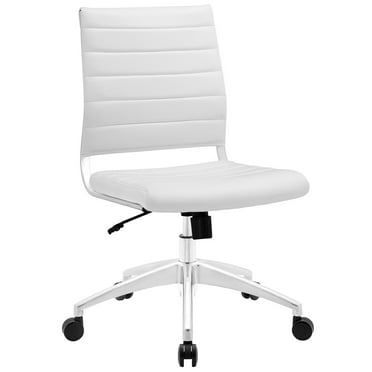 Modern Contemporary Office Chair, White Faux Leather
