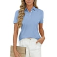 thumbnail image 2 of Hearthz Womens Short Sleeve Polo Shirts 3 Buttons Collared Tennis Activewear UPF 50+ Sun Protection Women's Golf Tennis Polo Shirts Sky Blue XXL, 2 of 5