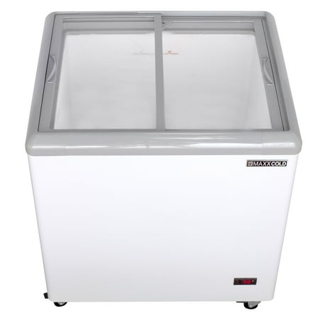 Maxx Cold Sliding Glass Top Mobile Ice Cream Display Freezer, 31"W, 5.8 cu. ft. Storage Capacity,  Equipped with (2) Wire Baskets, in White (MXF31F)