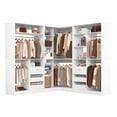 thumbnail image 5 of Homieasy 6-9 FT Closet System with Corner, Walk in Closet System with 6 Drawers, 6 Hanging Rods, and Open Storage Shelves, L-Shaped Heavy Duty Wardrobe Closet for Bedroom/Closet/Apartment, White, 5 of 8