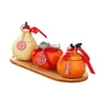 thumbnail image 1 of Lipstore Pear Orange Persimmon Tea Canister with Wood Tray Decorative Candy Container, 1 of 8