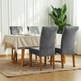 thumbnail image 2 of Chair Covers for Dining Chairs Set of 6,Velvet Dark Grey Stretch Dining Room Chair Cover Kitchen Parsons Chair Slipcovers (Pack of 6, Velvet Dark Grey), 2 of 6