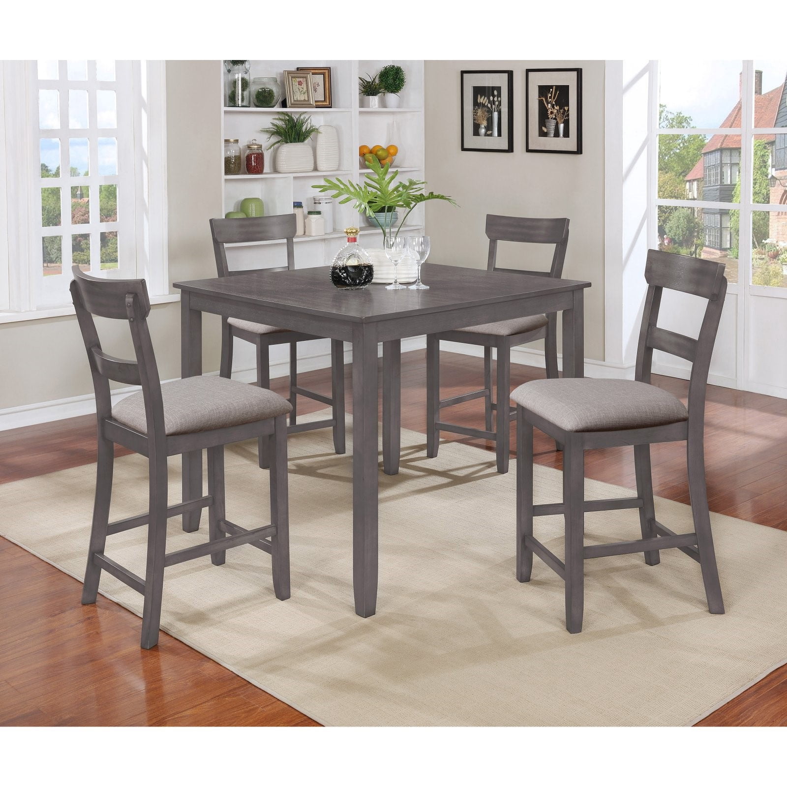 Crown Mark Grey Henderson 5 Pk Counter Height Dining Set Walmart Com Walmart Com
