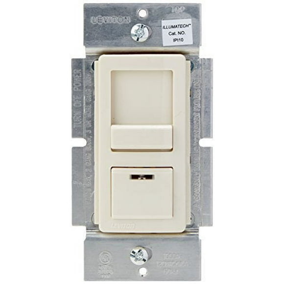 Leviton IPI10-1LZ IllumaTech 1000W Preset Incandescent Dimmer, Single Pole or 3-Way, White/Ivory/Light Almond