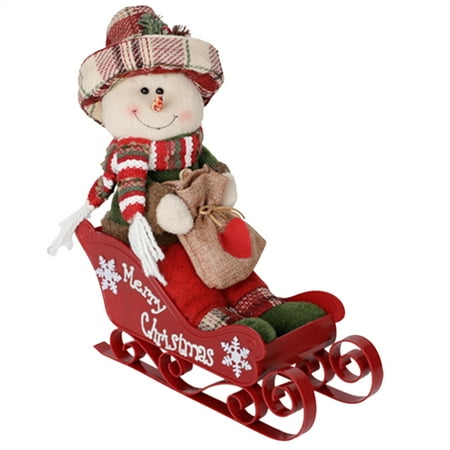 

CAKVIICA Sled Snowmen Christmas Decoration Snowmen Plush Doll Sitting On The Sleigh Christmas Decorations Tabletop Home Decor Plush Snowman Dolls Snowman Ornament Party Ornament