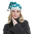 thumbnail image 5 of KLL Christmas Hats for Adults Plush Sky Blue And White Polka Dot Print Santa Hat Xmas Fluffy Santa Claus Hat for Women Men, 5 of 6