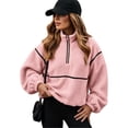 thumbnail image 5 of QUNYINEY Half Zip Sherpa Fleece for Women Jackets Lightweight Outerwear Jackets Long Sleeve Solid Color Warm Stand Colla Coats, 5 of 8