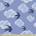 thumbnail image 1 of Abstract Art Fabric by the Yard, Birds Flying over the Clouds Happiness Freedom Celebration Cartoon Style, Upholstery Fabric for Dining Chairs Home Decor Accents, Pale Azure Blue by Ambesonne, 1 of 5