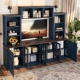 thumbnail image 3 of Wall Unit Entertainment Center with Charging Station and USB Charging for TVs,TV Stand with Large Storage Cabinet,Modern TV Stand Media Console with Cabinets,Blue, 3 of 22