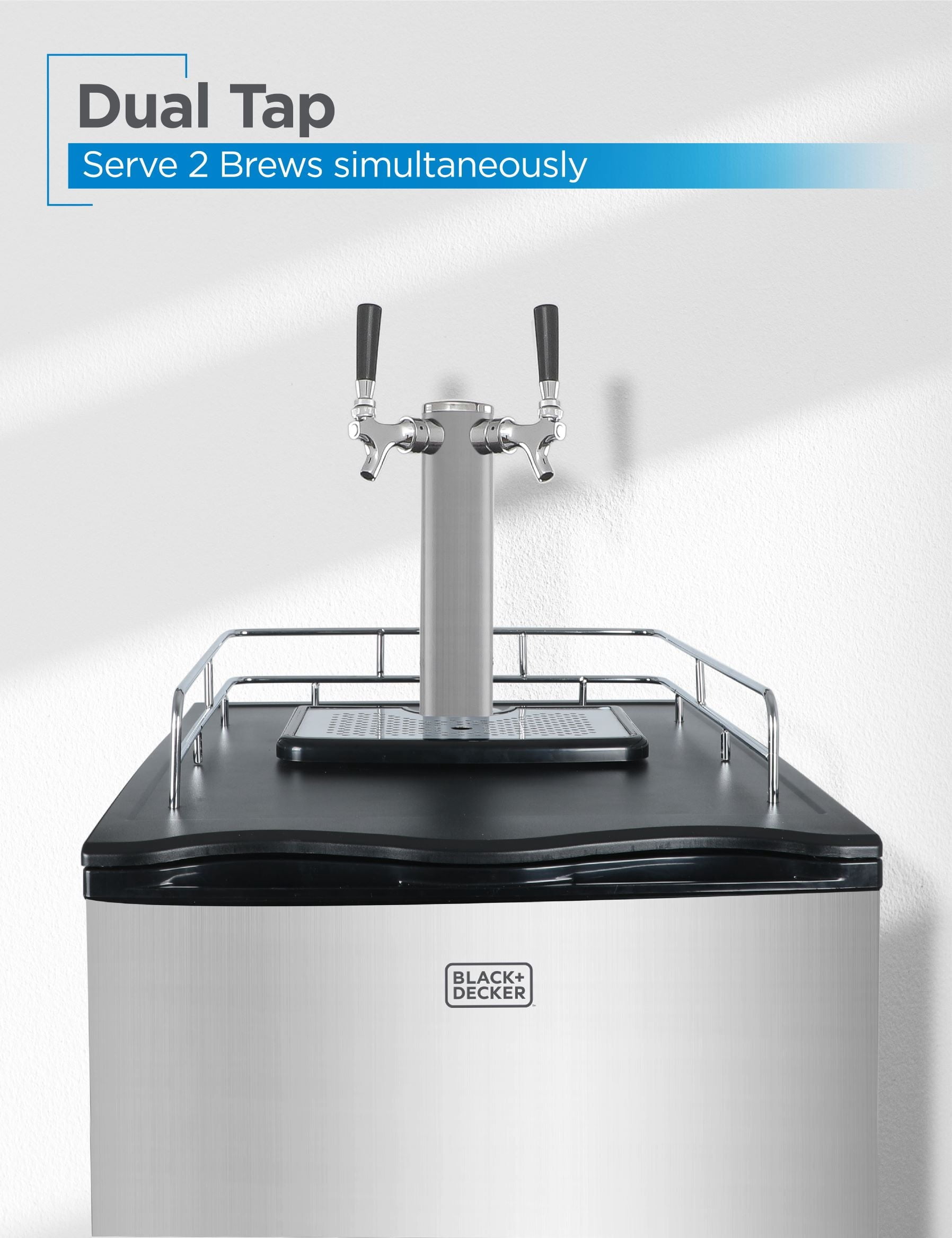 BLACK+DECKER 6.1 cu. ft. Dual Tap Freestanding Kegerator with Adjustable Temperature