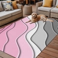 thumbnail image 4 of 4' x 6' Outdoor Rug, Pink Grey Ombre Outdoor Washable Rug Large Floor Carpet, Modern Geometric Abstract Aesthetics Cream Non Shedding Area Rug for Outside Patio RV Porch Deck Balcony Camping, 4 of 9