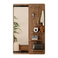 thumbnail image 3 of 47.6"H Wall Mounted Full Length Mirror with Sliding Pegboard Panel, 4 Shelves & 5 Hooks, Brown, 3 of 9
