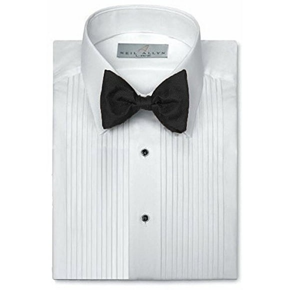 Neil Allyn Mens Tuxedo Shirt Poly/Cotton Laydown Collar 1/4 Inch Pleat (19 X 34-35)White
