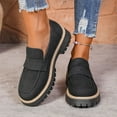 thumbnail image 5 of HWRETIE Women's Shoes,Thick Sole Loafers Ladies Frosted Round Toe Mid Heel Shoes Retro Comfortable Fall Winter Stylish Thick Bottom Womens Shoes Black, 5 of 9