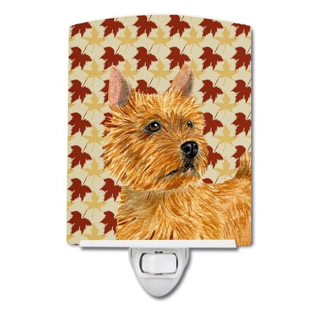 Carolines Treasures SS4357CNL Norwich Terrier Fall Leaves Portrait Ceramic Night Light