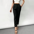 thumbnail image 6 of Mifsaly Womens Petite Dress Pants Striped Cotton Linen Straight Leg Pant Business Casual Work Trousers Office Going Out Fashion Workwear with Pockets, 6 of 6