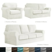 CJC Armchair Sofa Cover for 2-Seater, 5-Piece Velvet Couch Slipcover with Separate Backrest and Cushion Cover, 9 Colors