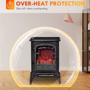 Electric Fireplace Heater, Freestanding Fireplace Stove with Realistic Flame Effect Overheat Protection 750W/1500W Black