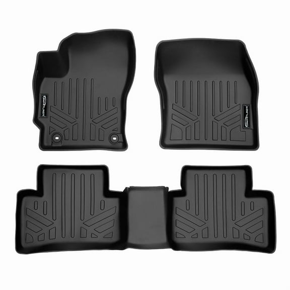 SMARTLINER Custom Fit All Weather 2 Row Black Floor Mat Liner Set Compatible With 2022-2023 Toyota Corolla Cross (Only Fits Front Wheel Drive Models)