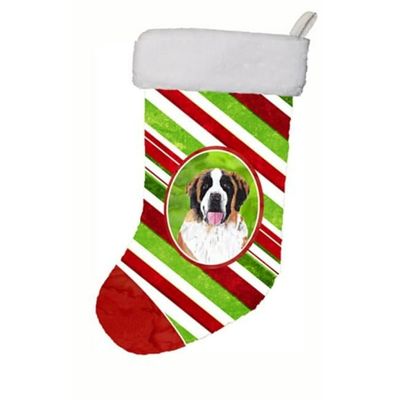 11 x 18 in. Saint Bernard Candy Cane Holiday Christmas Christmas Stocking