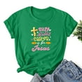thumbnail image 1 of EGNMCR Chemise de Pâques pour Femmes Imprimé de Pâques Manches Courtes Décontracté Ample Col Rond T-Shirts pour Femmes, 1 of 3