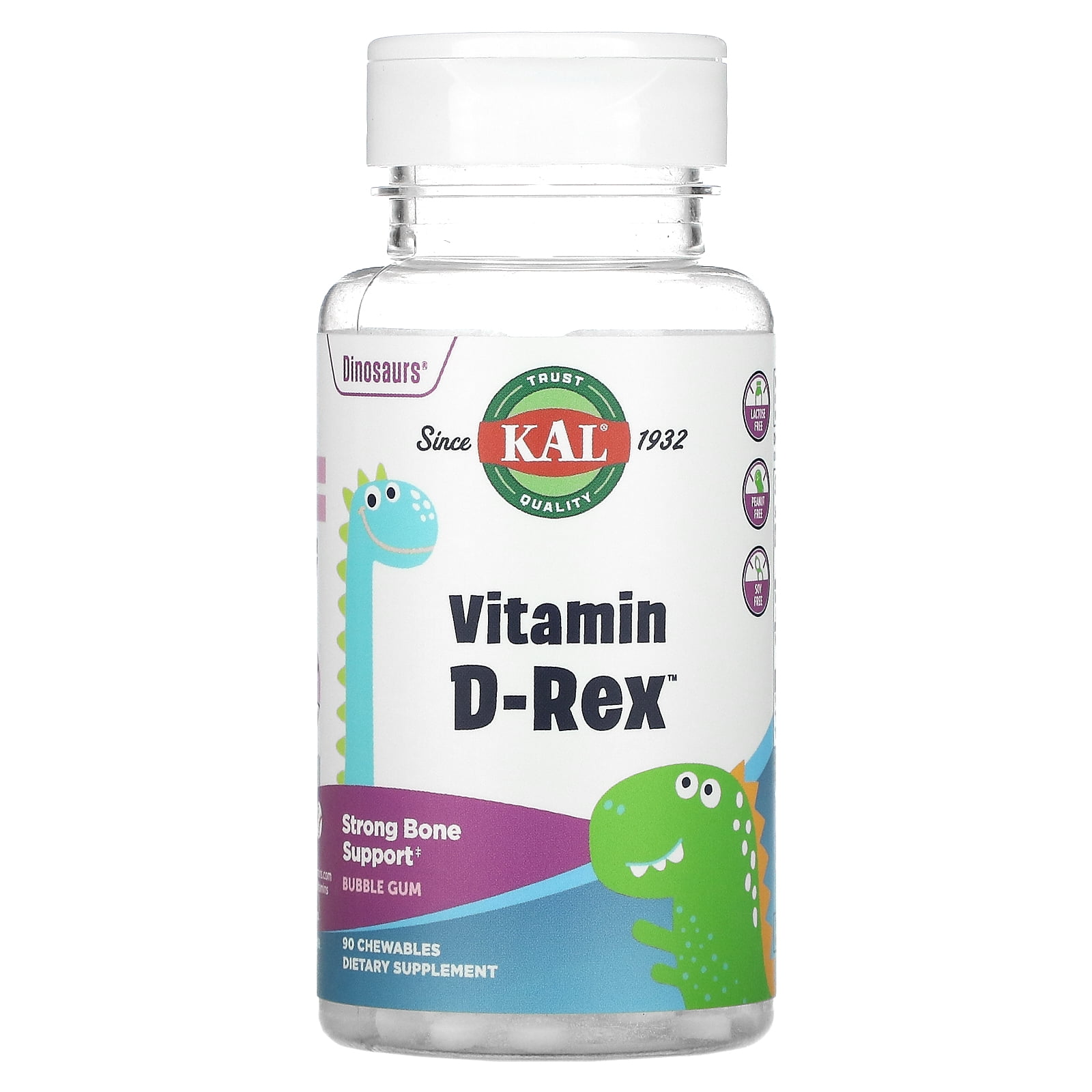 Kal - Dinosaurs Vitamin D-Rex Bubblegum 400 IU - 90 Chewables
