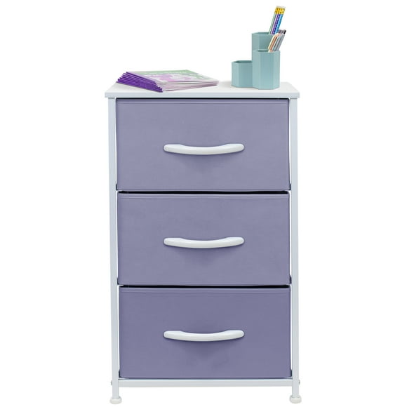 3 Drawer Nightstand Chest End-Table Dresser - Purple