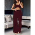thumbnail image 4 of Conjuntos Casuales de Dos Piezas para Mujer, Camiseta Sin Mangas con Cuello en V y Cintura Elástica, Chándal de Verano con Bolsillo. Vino Tinto M, 4 of 8