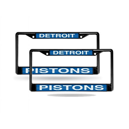 Detroit Basketball Pistons Black Metal (Set of 2) Laser Cut License Plate Frames