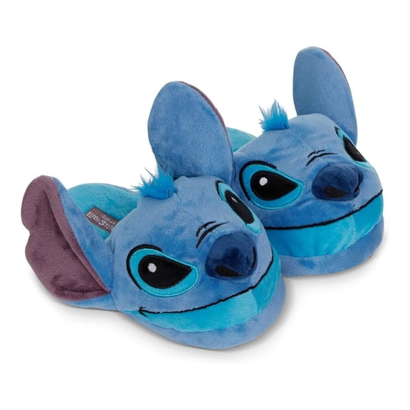 Disney Girls Lilo and Stitch Slippers, 3D Plush Stitch Slip-On Indoor Slippers for Kids Blue - 4/5
