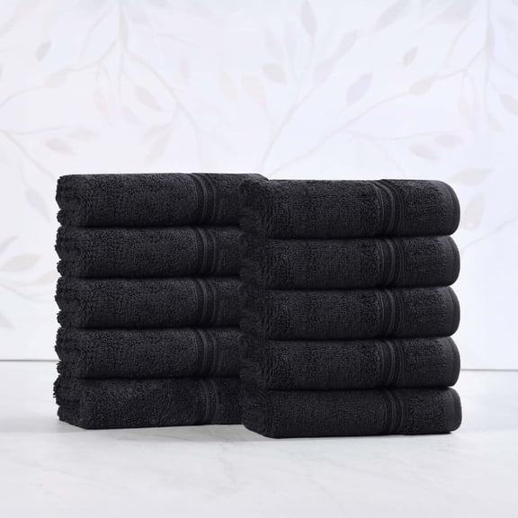 Superior Egyptian Cotton Absorbent Black Face Towel Set of 10
