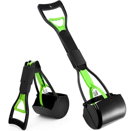 Pooper Scooper for Dogs,Foldable Long Handle,Sturdy and Durable Great for Gravel,Grass,Concrete & Yard Spade,Easy to use Clean & High Strength Material-Green