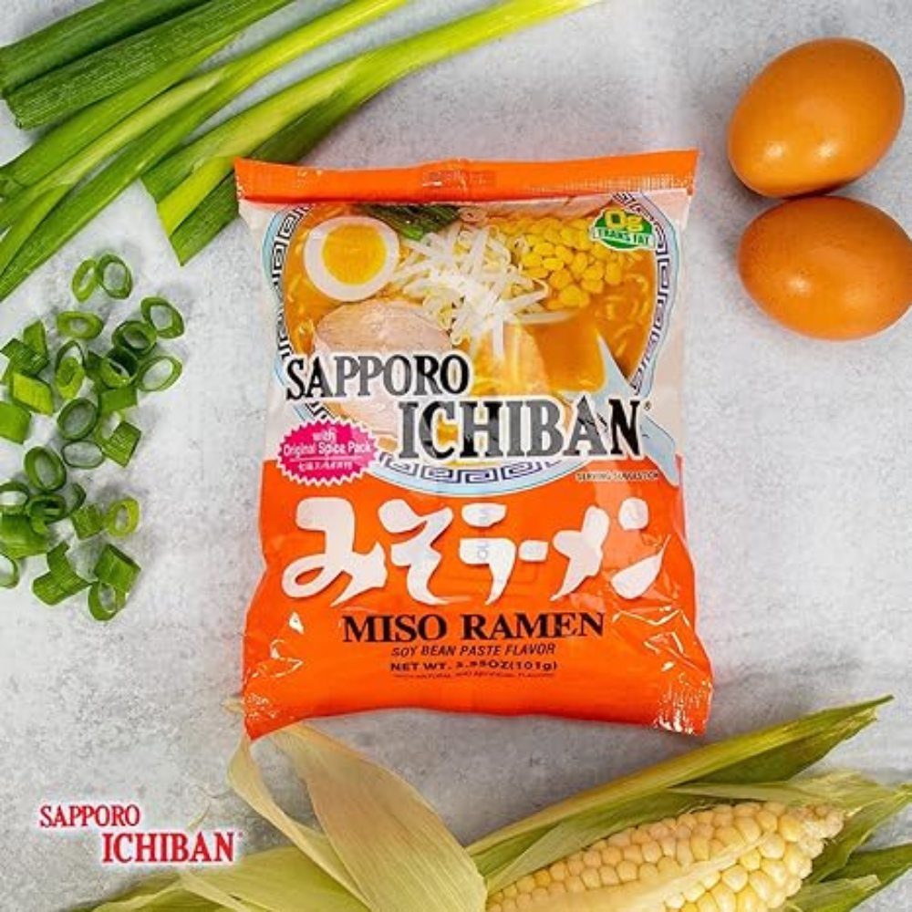 (9 pack) Sapporo Ichiban Miso Ramen, 3.55 oz