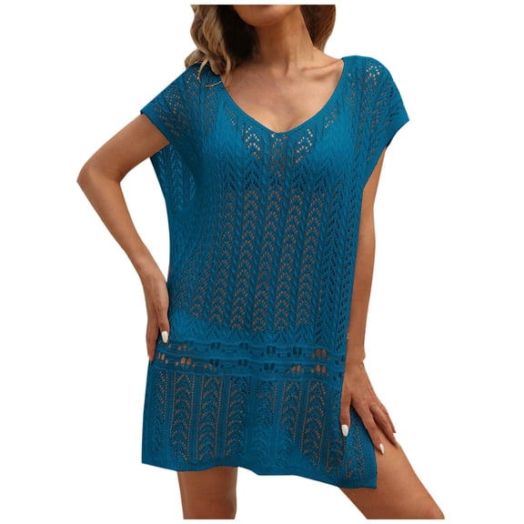 Ohufall Swimsuit Coverup for Women Summer Crochet Hollow Out Beach Coverup Bathing Suit Cover Ups