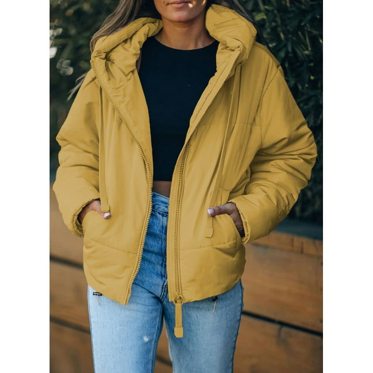 Ladies mustard cheap puffer jacket