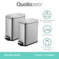 thumbnail image 2 of Qualiazero Trash Can, 1.3 Gallon Slim Step On Bathroom Trash Can, Stainless Steel, Pack of 2, 2 of 12
