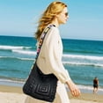 thumbnail image 2 of Spencer Crochet Bag Women Crochet Shoulder Bag Knitting Crossbody Handbag Floral Hollow Beach Tote Bag, Black, 2 of 9