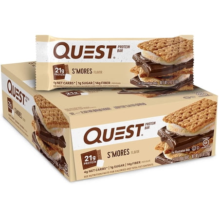 Quest Nutrition S'mores Protein Bar, High Protein, Low Carb, Gluten Free, Keto Friendly, 12 Count