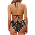 thumbnail image 6 of chaqlin Celestial Sugar Skull Halter Neck Bikini Set - Vibrant Two Piece Triangle Swimsuit for Beach & Pool Vacation - Sexy Tie Side Bathing Suit, 6 of 9