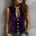 thumbnail image 5 of SDNall Women‘s Velvet Sleeveless Vest, Solid Color Button Front V-Neck Layering Piece for Fall Winter Outfits, 5 of 8