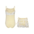 thumbnail image 6 of Haitryli Kids Girls Adjustable Strap Floral Printed Gymnastics Leotard Ballet Dance Unitard Biketard with Mesh Skirt Set Yellow Leotard&Skirt 9-10, 6 of 7
