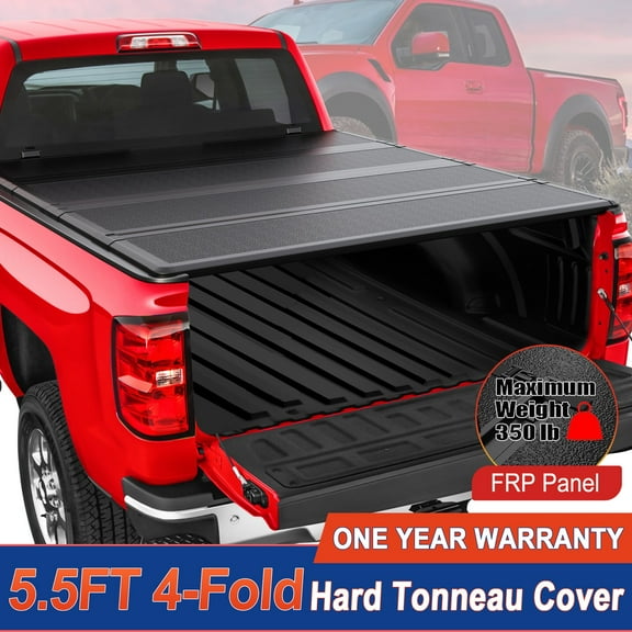 5.5FT 4-Fold FRP Hard Tonneau Cover For 2015-2025 Ford F-150 F150 Truck Bed