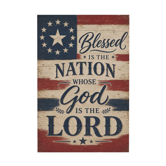 Vintage American Flag Patriotic Faith Quote Canvas Wall Art for Living Room Bedroom 16"x24 in