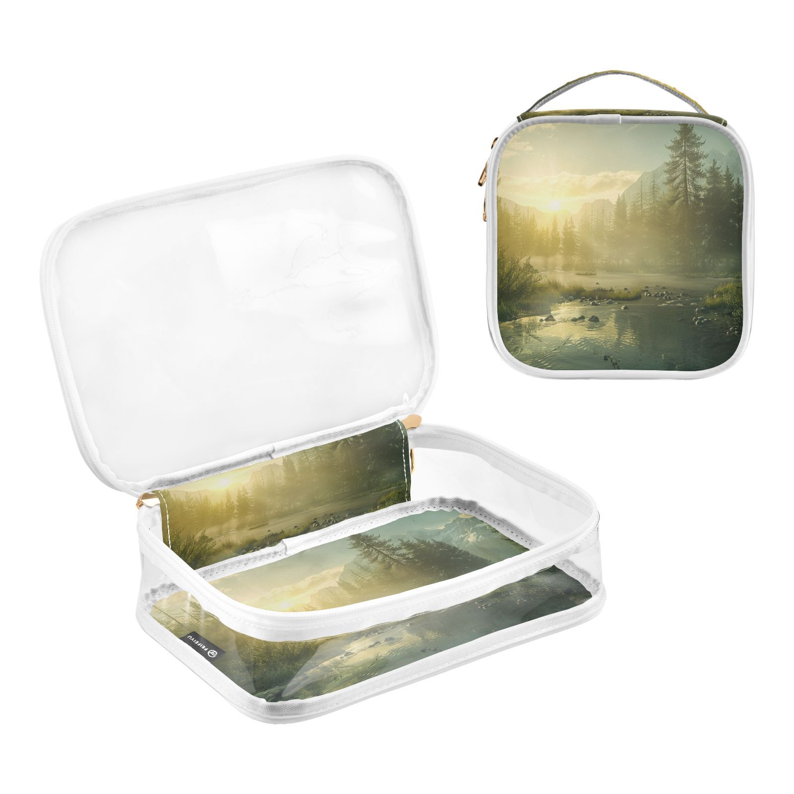 Clear Makeup Bags with Handle Large Opening 2 Pack Set Toiletry Bag Quart Size Bag, for Women Man Traveling Travel Essentials, Toiletries and Other. Game Graphic Capture