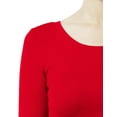 thumbnail image 4 of J. METHOD Women's Long Sleeve Scoop Neck Crop Top Solid Basic Casual Cropped T Shirts NEWT19 Red L, 4 of 6