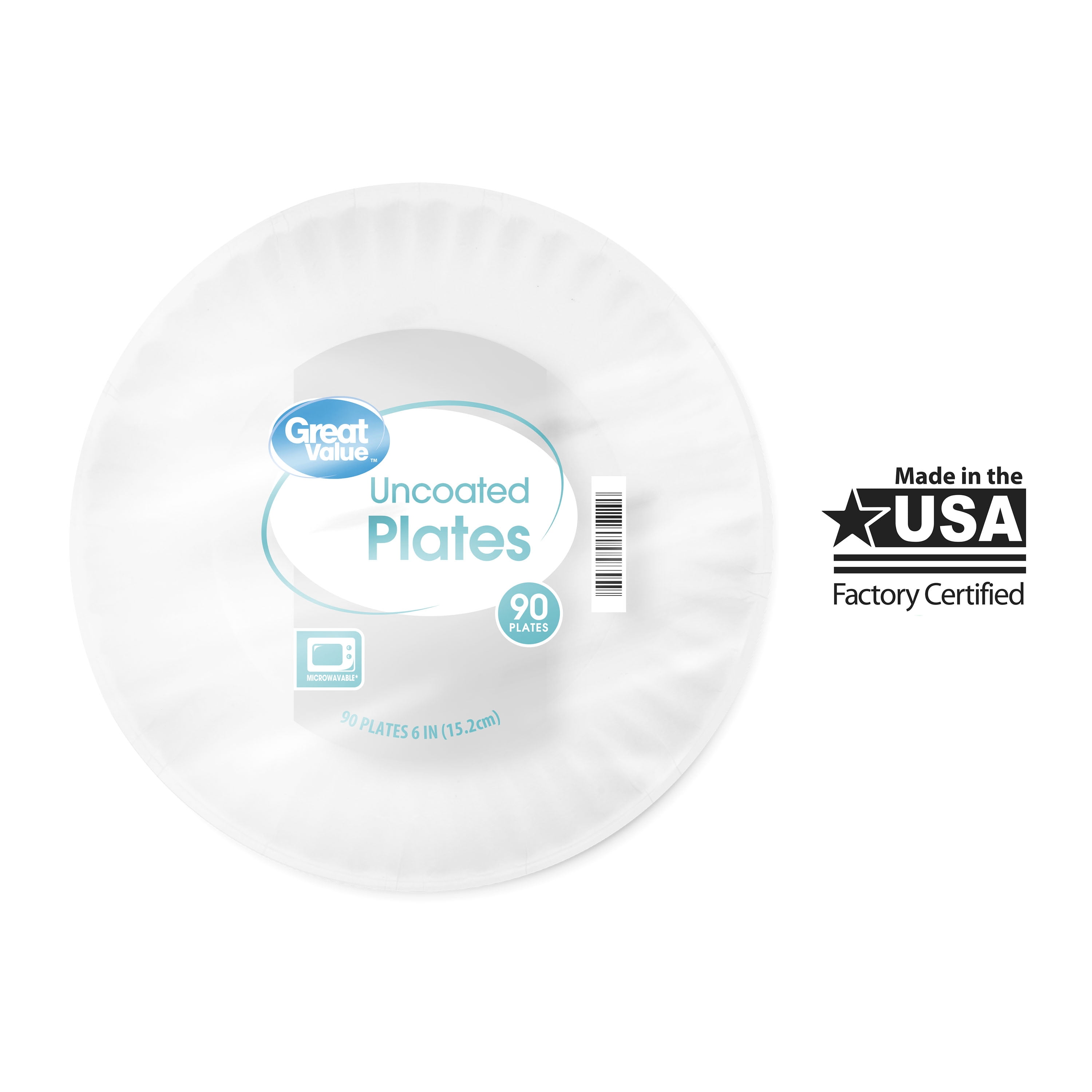 (6 pack) Great Value Economy 6" Paper Plates, 90 count