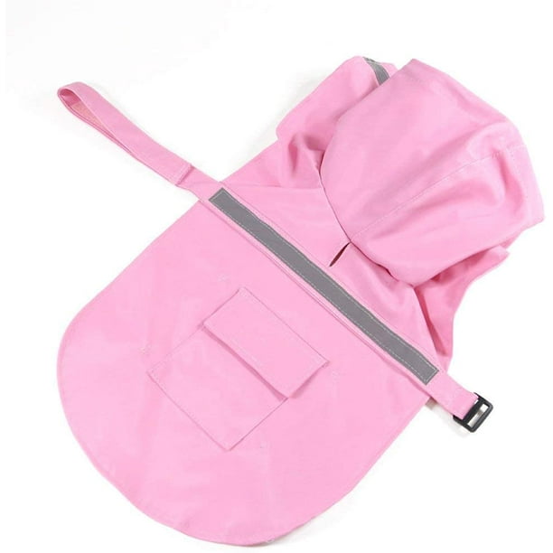 Impermeable ajustable con capucha para perros, impermeable reflectante con capucha para perros, chaqueta impermeable para perros (rosa, M)